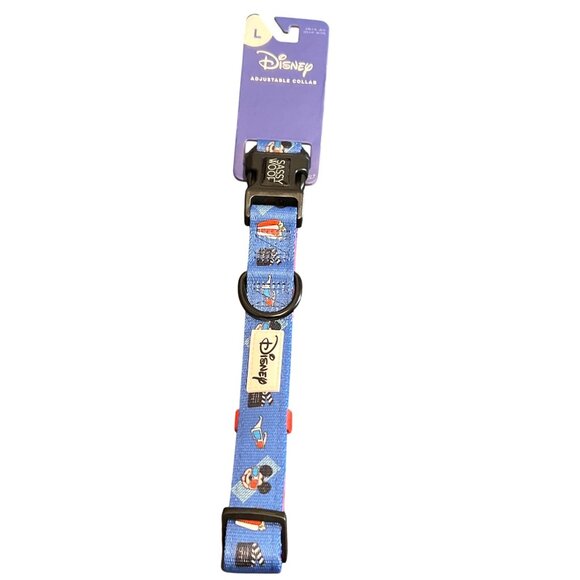 Disney Sassy Woof Adjustable Dog Collar Pet Mickey Mouse Blue Red Sz Large NWT - Picture 1 of 5